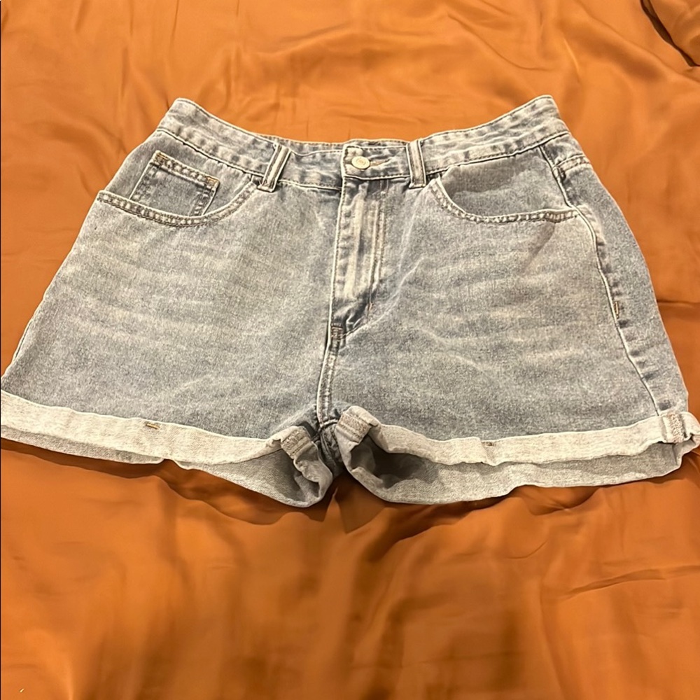 SHEIN Blue Jean Shorts Distressed Frayed Hem